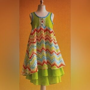 JONA MICHELLE  GIRLS PASTEL TULLE MULTICOLOR EASTER PULLOVER DRESS SIZE 5